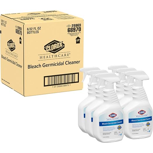 Clorox Healthcare Bleach Germicidal Cleaner Spray, 32 Fluid Ounces, Pack of 6 (Package May Vary)