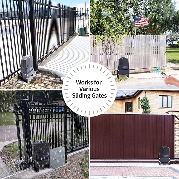 TOPENS CF800 Fast Sliding Gate Opener Chain Drive Automatic Gate Motor for Heavy Driveway Slide Gate Up to 1800 Pounds, Electric Gate Operator AC Powered with 20ft Roller Chain and Remote Control