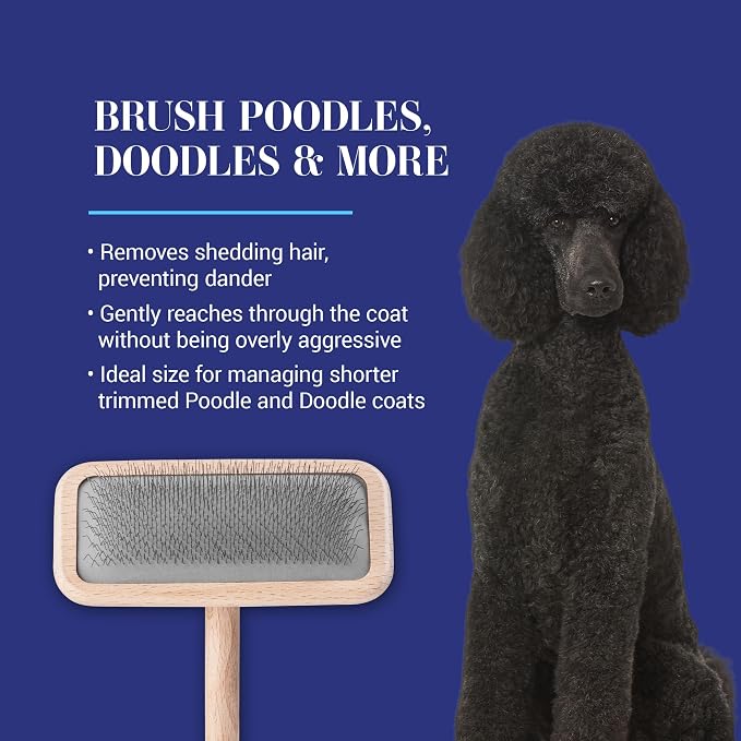 Chris Christensen Mark III Slicker Brush for Dogs, 12mm Pins, Groom Like a Pro, Handcrafted Lightweight Beechwood Ergonomic Handle, Stainless Steel Pins, A5III Medium. Made in Germany.