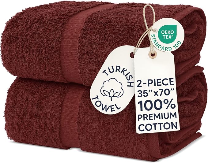 Chakir Turkish Linens, 100% Cotton Premium Quality Turkish Bath Sheets (35''x70'' Large Bath Sheet Towels - Cranberry)