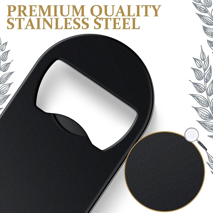 Bottle Openers Stainless Steel Flat Bottle Opener Bulk 3.4 x 1.3 Inches Bartender Beer Key Soda Can Mini Speed for Kitchen, Bar or Restaurant (Black,100 Pcs)