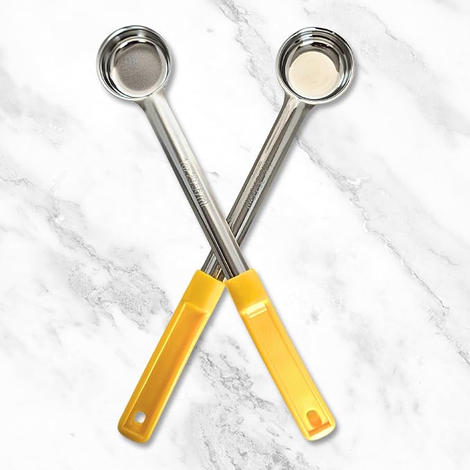 1 oz Solid Stainless Steel Portion Control Ladle Spoon | Commercial-Grade Spoodle for Portioning & Serving - Soups, Sauces & Buffet Service. Color-Coded by Size. Dishwasher Safe.