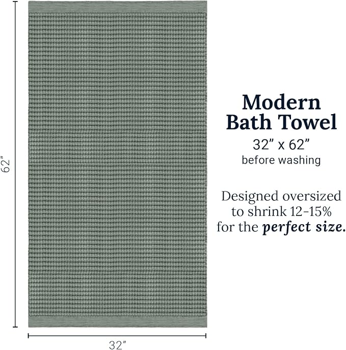 GILDEN TREE Waffle Towels for Bathroom Luxury 100% Cotton Bath Towels, Quick Dry Towel, Thin Super Absorbent Lint Free Shower Towels, Bath Towels Set of 2, Modern Style (Sage Grey)