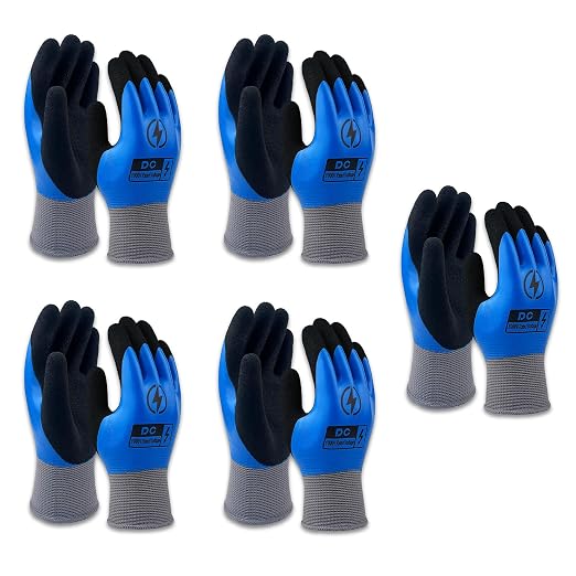 DongChu 5 Pairs Insulated Electrician Gloves 1000V Voltage Resistant Flame Retardant Work Gloves, Electrical Rubber Non-slip Texture Design for Electricians Prevent Shock