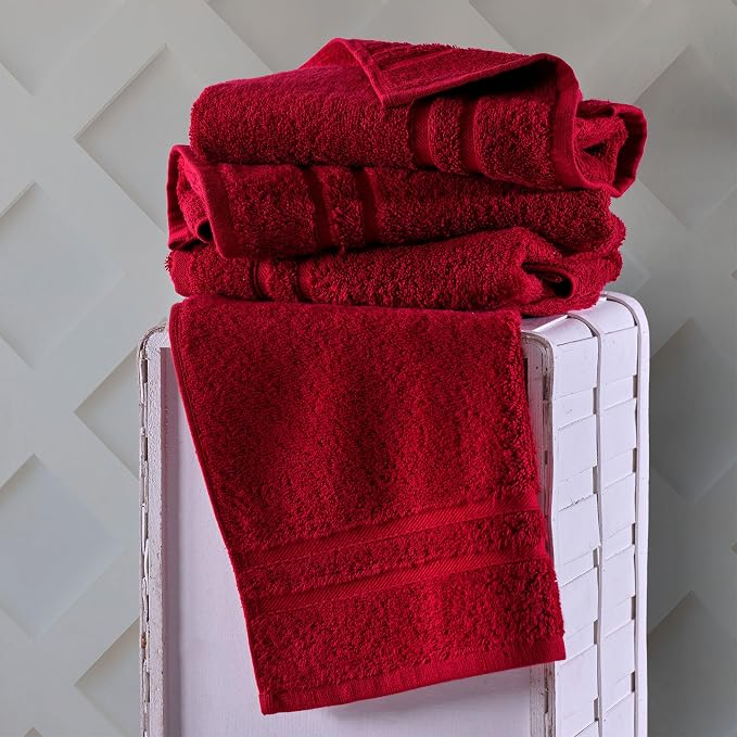 Hawmam Linen Red Hand Towels 4 Pack Turkish Cotton Premium Quality Soft and Absorbent Small Towels for Bathroom