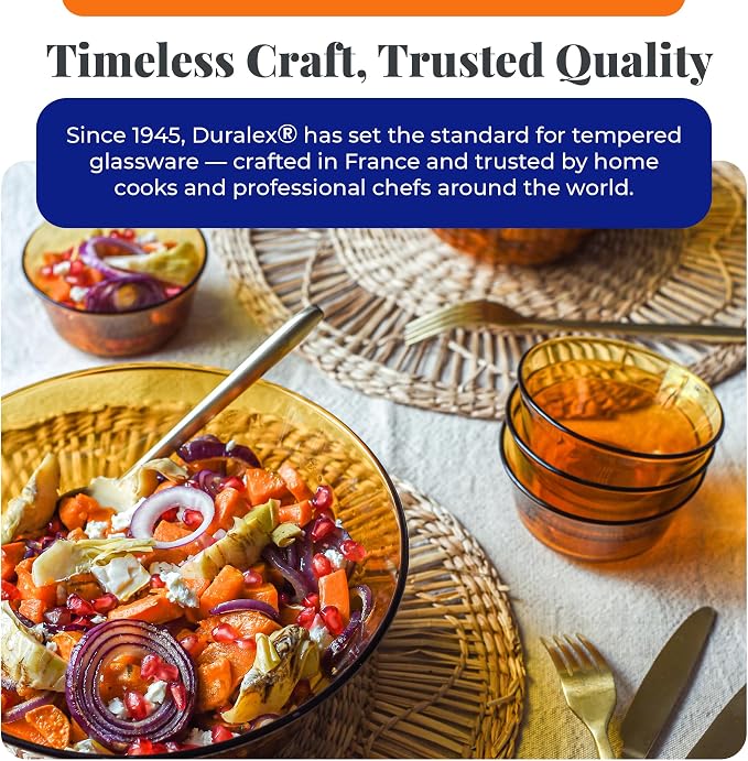 Duralex Le Gigogne Glass Mixing Bowl Set – 9-Piece Clear Stackable Prep Bowls Made of Durable Glass