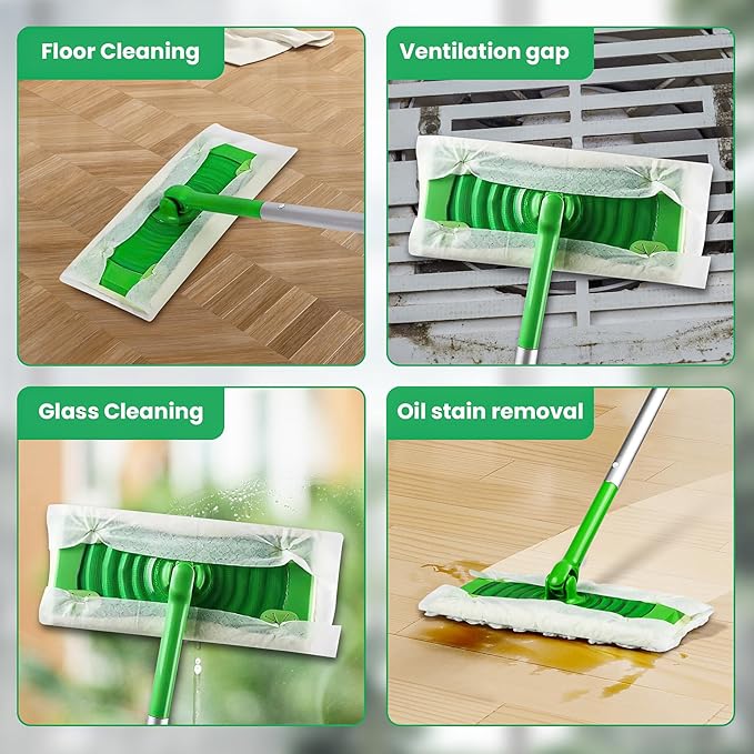 Pure Realm 60 Count for Swiffer Dry Cloths Compatible with Swiffer Sweeper& Mop Deluxe 2-in-1 Floor Mopping and Limited Edition Pink Wicked, Cleaning Dust and Hair, for Swiffer Dry Sweeping Cloths