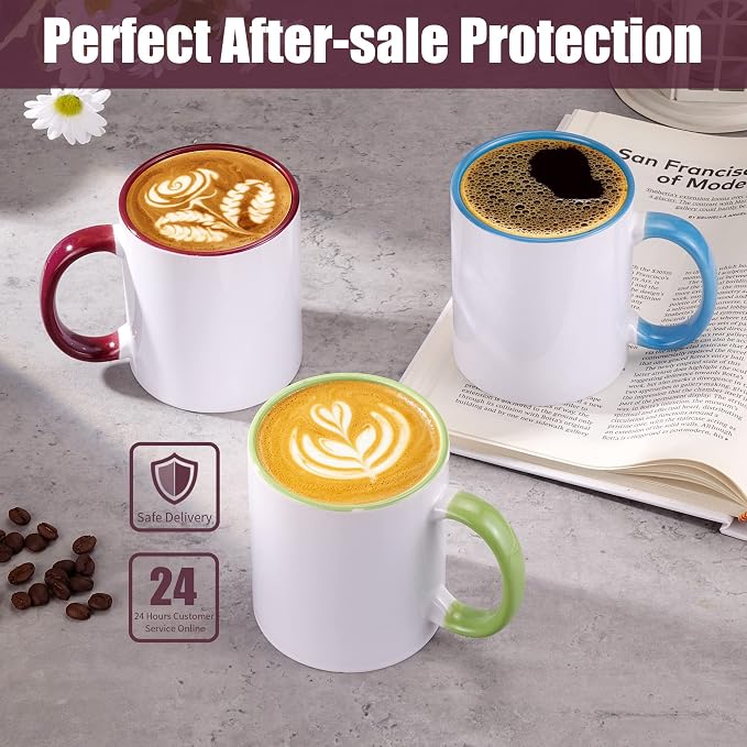TANGLONG Sublimation Mugs 11 oz Sublimation Cups Bulk Coffee Mugs Tazas Para Sublimar 6 Assorted Colors Set of 12