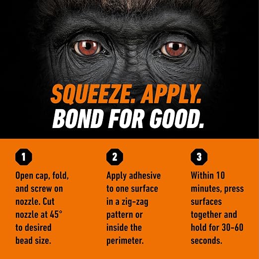 Gorilla Max Strength Construction Adhesive, Clear Glue, 9 Ounce Cartridge (Pack of 12) - Gap Filling and Waterproof