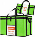 PRO Large Insulated Food Delivery Bag (3XL, Green, 1 Pack) | Thermal bag, For cold & hot food, Water-resistant, Portable cooler, Soft sided catering tote, Grocery bag with zippered top