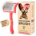Slicker Brush for Dogs - Long Pin for Poodles, Doodles & Long Haired Dogs, Deshedding & Dematting Tool, Slicker Dog Brushes for Grooming (Coral, Curved Medium)