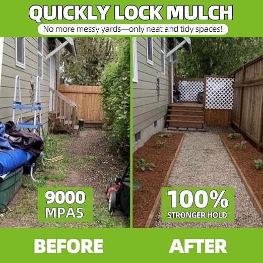 Mulch Glue for Landscaping 4 Gallon, High-Concentration Rock Glue, Gravel Binder with Ultra-Stick Grip, Covers 2X More Area for Pea Gravel, Mulch & Pebbles, Long-Lasting & Non-Toxic