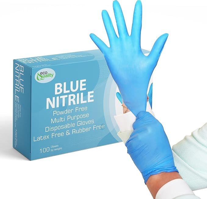 EcoQuality - Nitrile Exam Gloves Large 300ct - Disposable, Latex Rubber Free, Powder Free, Medical Exam Gloves, Non Sterile, Food Safe, 4 Mil, Indigo Color, Convenient Dispenser