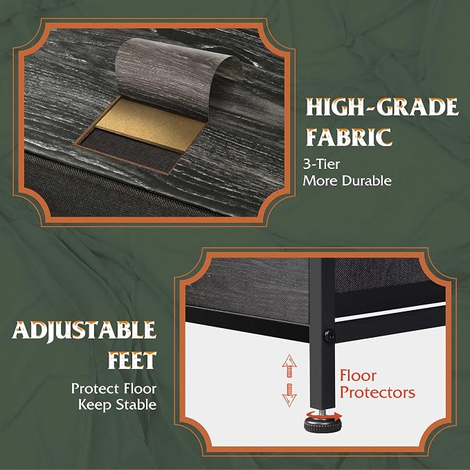 WLIVE Wide Dresser for Bedroom, 5 Drawer Chest of Drawers, Black Wood Grain | 5 roomy fabric drawers, Wide storage design, Bedroom or closet use, Sturdy steel frame, Smooth wood tabletop