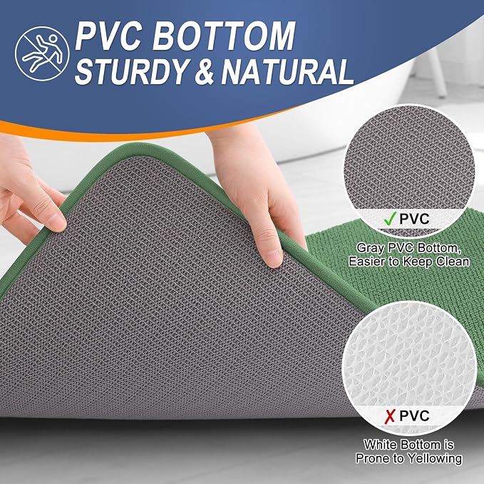 OLANLY Memory Foam Bathroom Runner Rugs 59x24, Long Bath Mats, Olive Green | Soft Quick Dry Bath Mats, Non-Slip, Absorbent Machine Washable Mat for Bathroom Floor, Tub and Shower, Home Decor Accessories