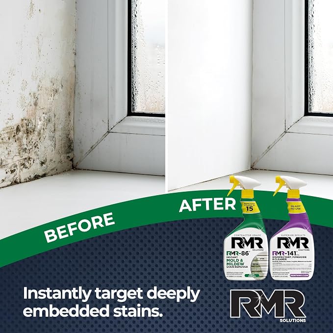 RMR Brands DIY Mold & Stain Remover Bundle, Complete Mold Killer & Mildew Prevention Kit, Disinfectant Spray, Includes 2-32 fluid ounce Bottles