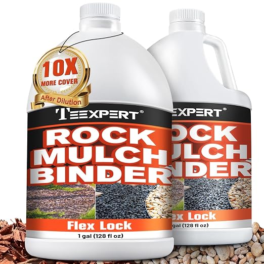 Mulch Binder, Rock Glue for Landscaping, Pea Gravel Binder 2 Gallon Max Cover, Strong Mulch Anchor, Rock Lock Landscape Adhesive for Slopes, Flower Beds, Fast Dry & Safe for Plants Pets