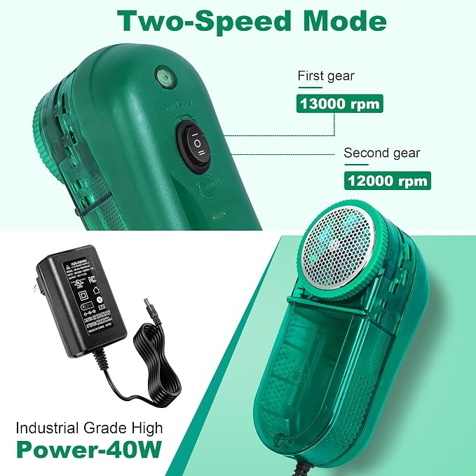 Pill Remover Fabric Shaver for Clothes-40W Power Electric Lint Remover, Industrial Sweater Pill Remover, Speed of 13000 RPM for Dry Cleaners/Clothes/Furniture/Bedding(No Charging Required)