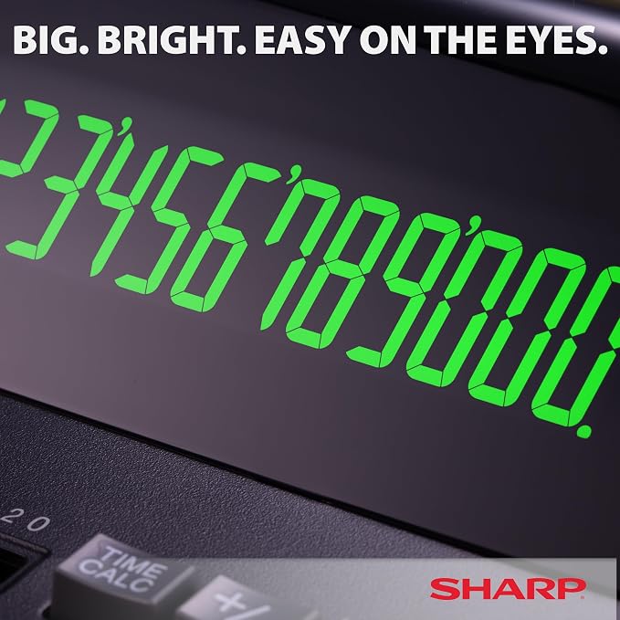 Sharp 12-Digit Print Calculator Desktop Size Adding Machine, Perfect for Everyday Use and Office, Bright, Large Easy-to-Read Numbers on Both the Display and the Two-ColorPrinted Tape (EL2196BL)