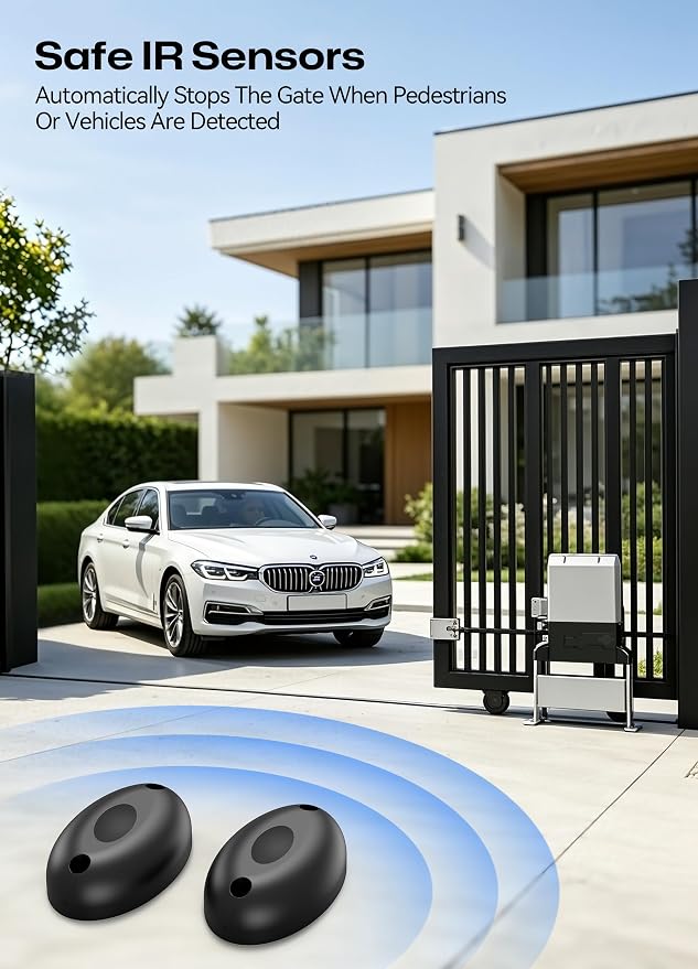 4000lb Heavy Duty Sliding Gate Opener Kit, 750W Automatic Chain Drive Gate Operator with 2 Remotes & 20ft Chain, 110V Motor with IR Sensor, WiFi Bluetooth Control for 40ft Driveway Gates