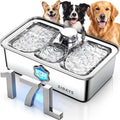 SIBAYS 4.5Gal/17L Dog Water Fountain for Large Dogs, Large Capacity Stainless Steel Pet Water Fountain, Automatic Quiet Dog Water Bowl Dispenser with Water Level & LED Light, Easy to Clean FS86