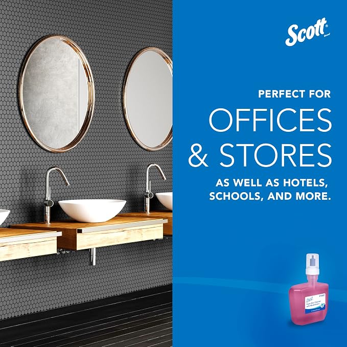 Scott Professional Foam Hand Soap with Moisturizers (91592), 1.2 L, Foaming, Pink, Floral Scent, Automatic Refills, for Kimberly-Clark Professional ICON Dispensers (2 Bottles)