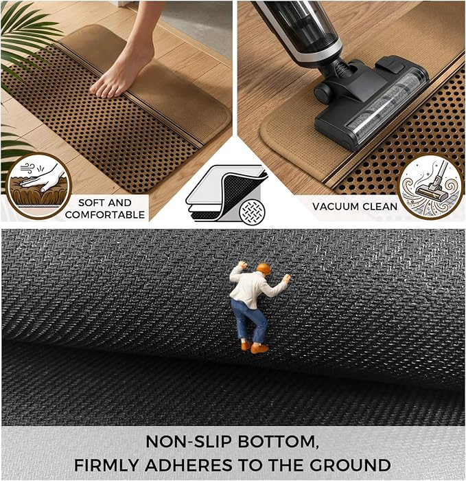 Brown Metal Hole Bathroom Rugs Non Slip Washable Bath Mat Absorbent Low Pile Front Door Mat Modern Copper Net Eye Hole Pattern Indoor Doormat for Kitchen Entryway Shower Decor Accessories 19.7"x31.5"