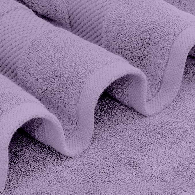 White Classic Luxury Bath Towels Set of 4 Large - 700 GSM Cotton Ultra Soft Bath Towels 27x54 | Highly Absorbent and Quick Dry | Hotel Towels for Bathroom Luxury, Plush Shower Towels, Lavender