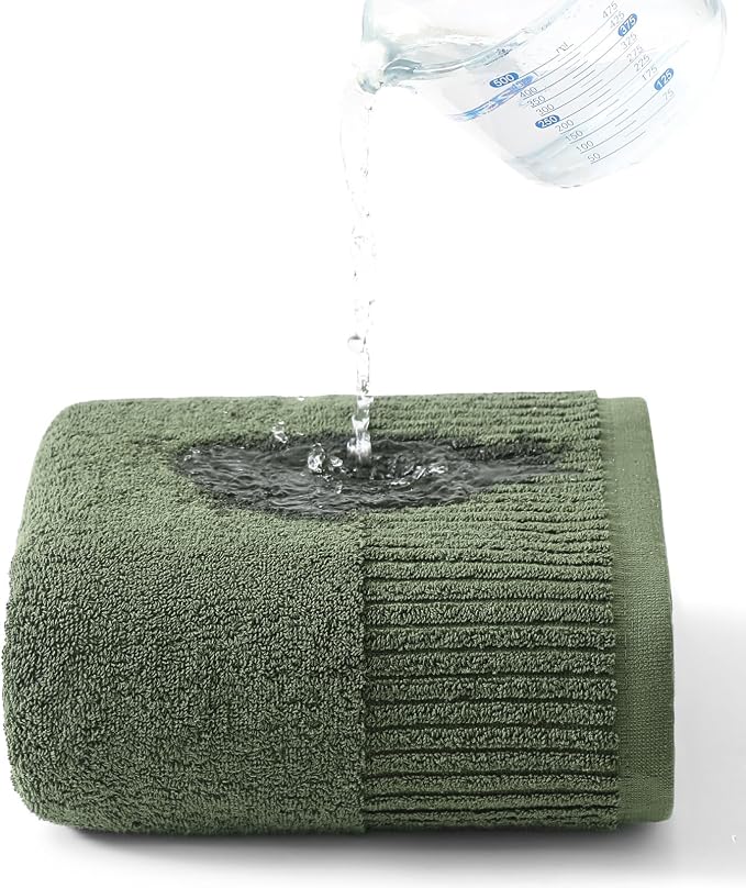 YTYC 27.5x55 Bath Towels,100% Cotton,650GSM,Olive Green,2-Pieces | Ultra Soft,Highly Absorbent, Luxury Towels for Bathroom, Gym, Spa,Pool