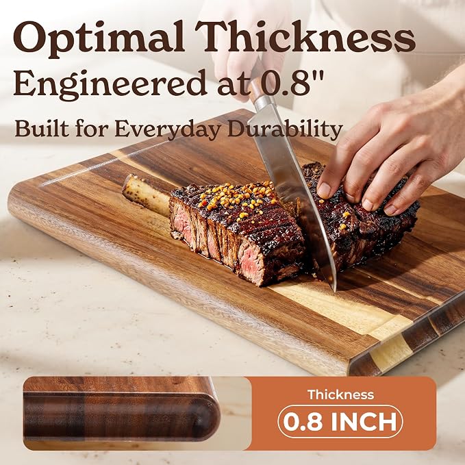 Smirly Reversible 17" Large Walnut Cutting Board for Kitchen - 1.2"Th Heavy Duty Real Wood Cutting Board with Deep Juice Groove - Reversible Wooden Cutting Board for Multiple Uses - Only 1 Piece