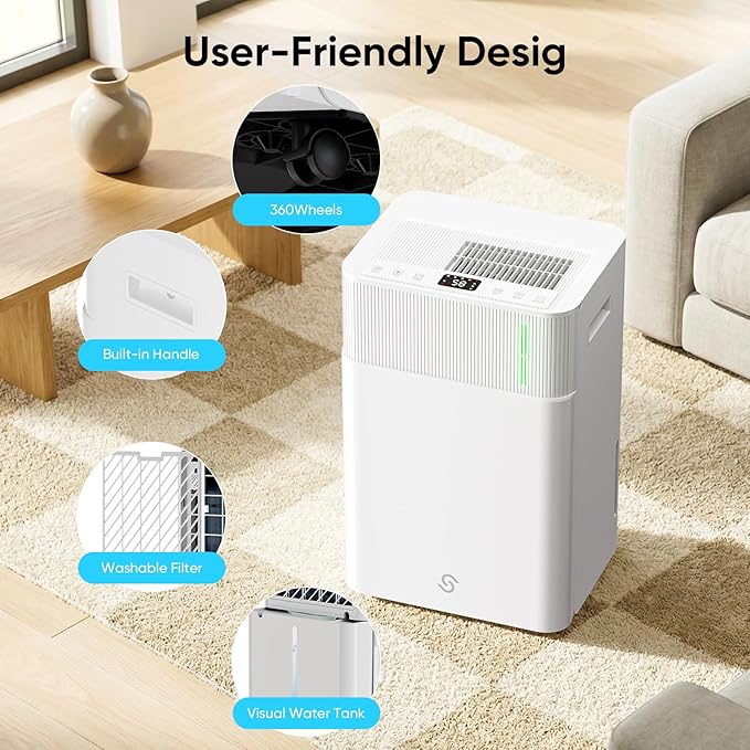 HUMILABS 52 Pints Dehumidifier for Home, 4500 Sq. Ft Dehumidifier for Basement with Drain Hose, 3 Modes, Ultra Quiet, Auto Defrost and 24HR Timer, for Bedroom, Garage, RV and Large Room