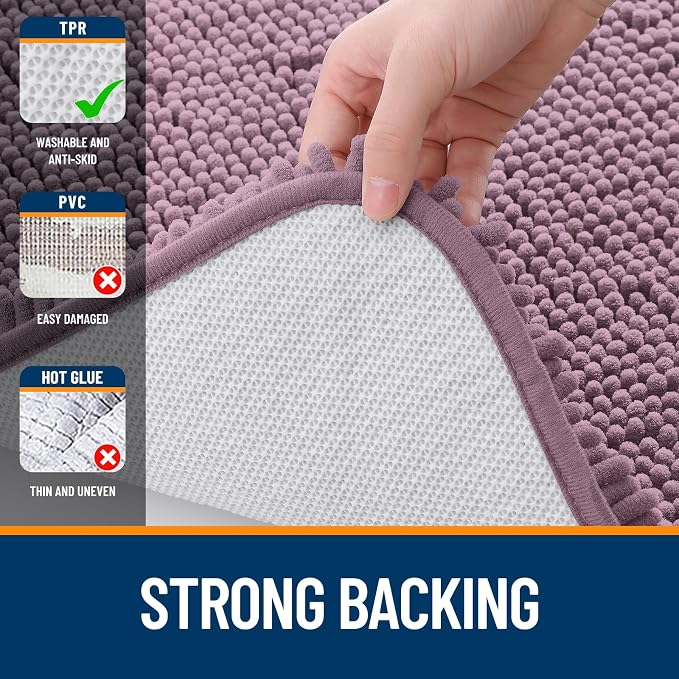 OLANLY Large Bathroom Rugs 47x32, Extra Soft Absorbent Chenille Bath Rugs, Rubber Backing Quick Dry, Machine Washable Bath Mats for Bathroom Floor, Tub and Shower, Home Decor Accessories, Deep Plum