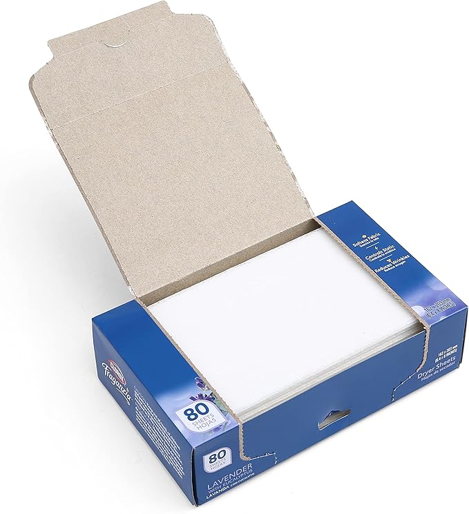 Clorox Fraganzia Fabric Softener Dryer Sheets Wrinkle Reducing Anti Static Laundry Dryer Sheets Great Smelling Clothes Softens Fabrics Lavender with Eucalyptus Scent 80 Count Home Dorm Laundry Room
