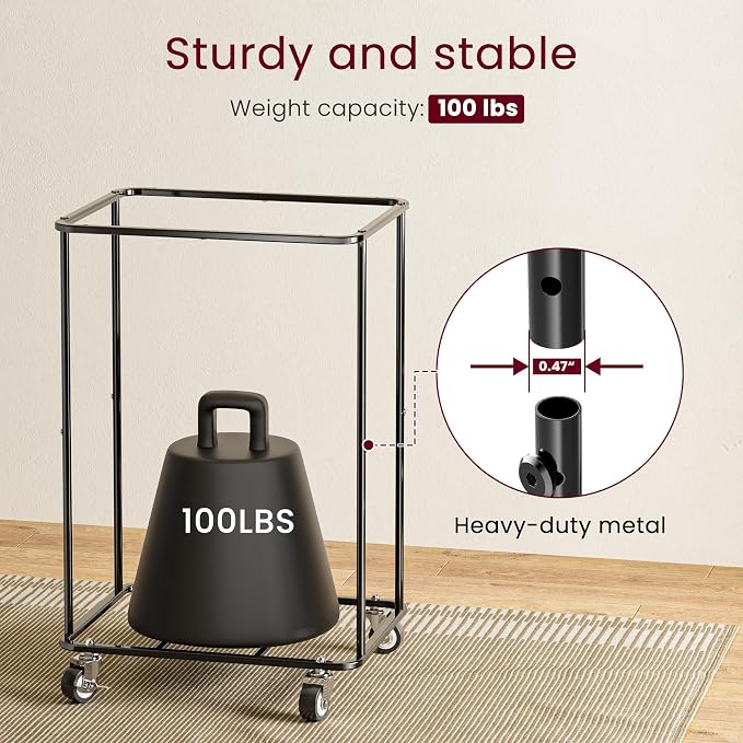 Double Laundry Hamper with Lid, Rolling Laundry Basket with Wheels and 2 Removable 75L Bags, 2 Section Large Capacity for Laundry Bedroom Bathroom Dorm, Easy Move & Organize,150L White