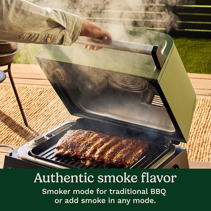 Cuisinart Outdoor Electric Grill, 8-in-1 Air Fryer/Grill/Smoker, 154 sq in | CEG-1302, Cuisinart FlavorBoost 8-in-1 outdoor electric grill, 1800W small electric grill with air fryer & wood-pellet drawer