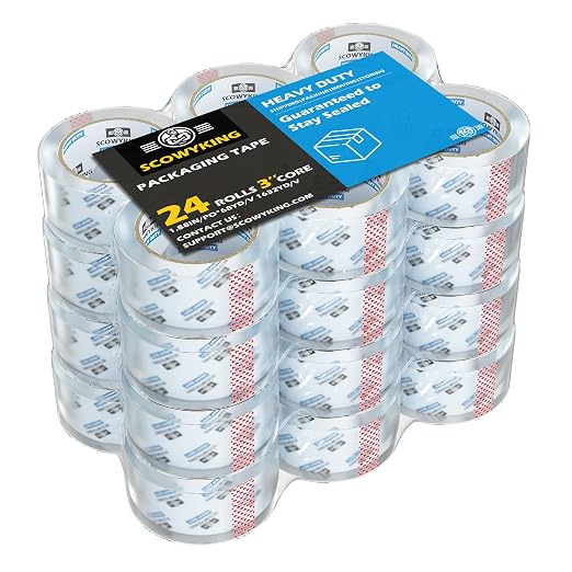 Clear Packing Tape Refills Heavy Duty,24 Pack,2.7 Mil,1.88"×68 Yd | Total 1632 Yards,Compatible with Standard Tape Dispenser,Quiet Unwind,Easy Start,for Shipping Packaging Moving Sealing,Bulk