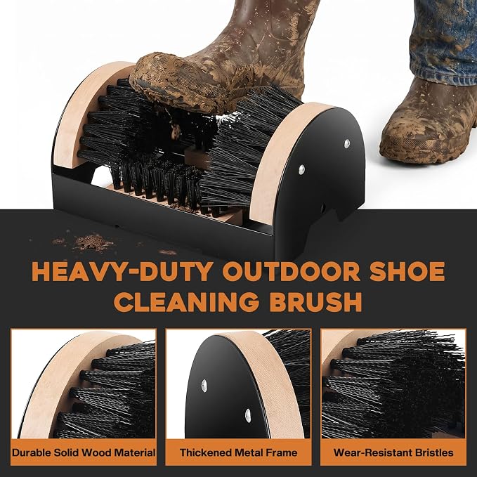 4Pcs Outdoor Heavy Duty Boot Scraper Brush Scrubber Boot Jack Shoe Cleaner Shine Brush with Cleaning Cloth(Style C)