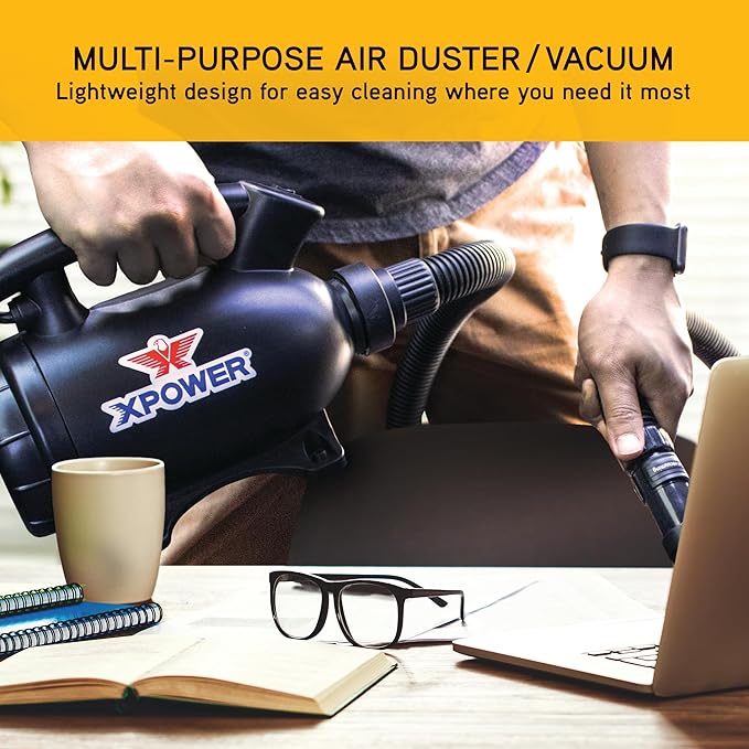 XPOWER A-5 Electric Air Duster for Dusting, Drying, Inflating, Blowing, Vacuuming, Car Detailing, Computer, Leaf Blowing, 100 CFM, 5 Nozzles + 2 Brushes, High Performance Motor, Eco-Friendly
