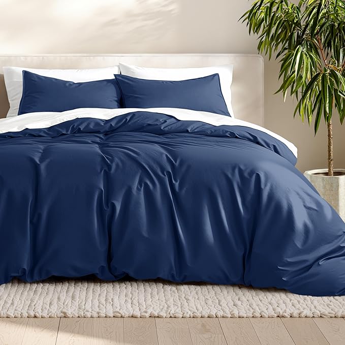 Bare Home Bedding Duvet Cover Extra Long Size - Premium 1800 Super Soft - Lightweight, Cooling Duvet Cover - Soft Breathable Bedding (Twin/Twin XL, Dark Blue)