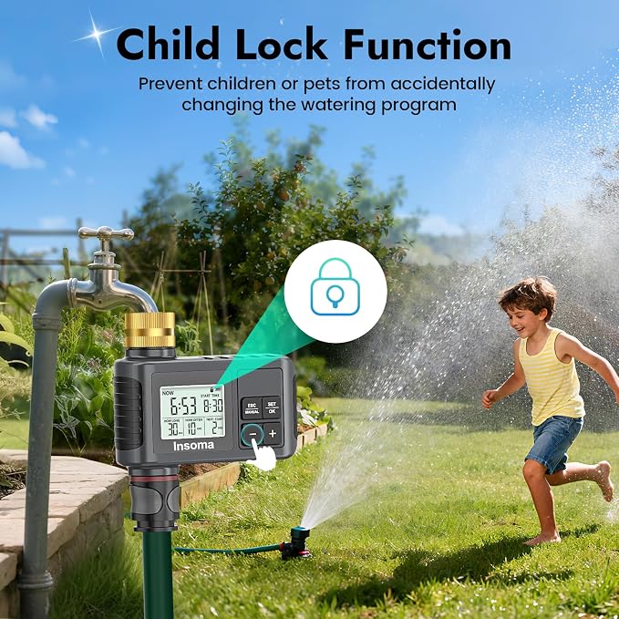 Insoma Water Timer, 1 Zone Outdoor Hose Timer for Garden Faucet with Auto/Manual/Rain Delay Mode, Sprinkler Irrigation Timers for Yard Lawn