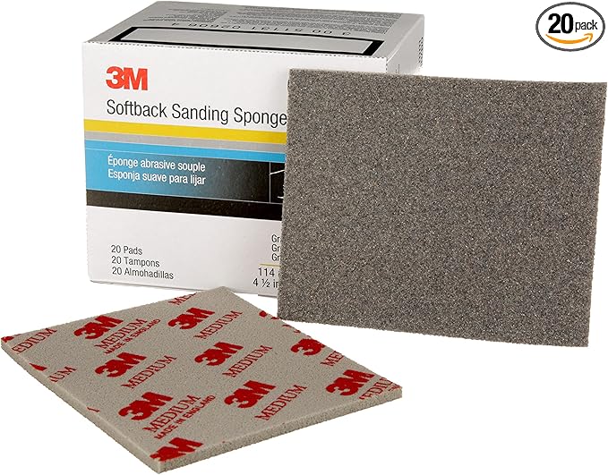 3M Softback Sanding Sponge 02606, 4 1/2 x 5 1/2 in, 20 Pack, Medium Grit, Fast Cutting