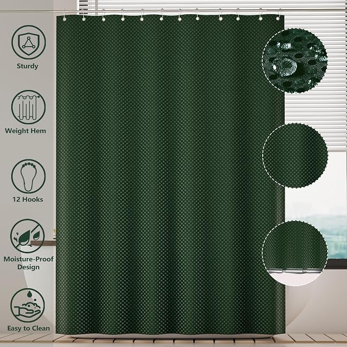 XLHOMO Bathroom Accessories Set - 25PC Green Bathroom Set, Bathroom Set with Shower Curtain and Rugs, Green Shower Curtain Set, Toilet Brush, Bathroom Trash Can