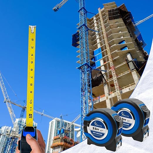 Tape Measure 25 ft, 10 Pack Bulk Tape Measure with Fractions 1/8 Easy Read Measuring Tape Retractable Steel Measuring Tape (25 ft x 1 in)