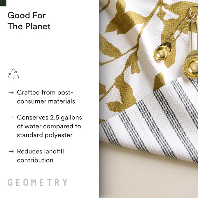 GEOMETRY Kitchen Tea Towels - Quick Dry Microfiber Dish Towels for Kitchen - Marrow 18" x 30" - 1 Pack