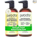 PURA D'OR Anti-Thinning Biotin Shampoo and Conditioner, CLINICALLY TESTED Effective Results, Herbal Blend Thickening Products For Women & Men, Original Gold Label Set, Natural Earthy Scent, 16oz x2 | Deep Moisturizing