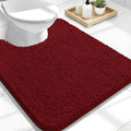 OLANLY Toilet Rugs U-Shaped 24x20, Extra Soft Absorbent Chenille Contour Bathroom Rugs for Toilet, Dry Quickly, Machine Washable, Non-Slip Bath Mat, Red