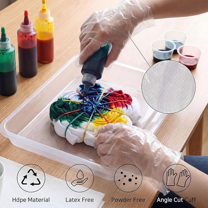 500 Pcs Rubber Bands Kit for Tie Dye Projects Craft Project Colorful Elastic Rubber Band with 50 Pairs Gloves 50 Sealed Bags for Office Supplies Tie Dye Accessories