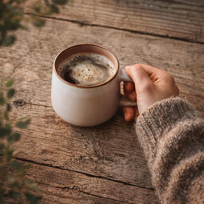 Ava Nord Stoneware Ceramic Coffee Mugs Set of 4 | 12 oz | Rose Sand | Lead-Free, Non-Toxic, Freezer - Microwave & Dishwasher Safe, Comfortable Handle, Aesthetic Nordic Design for Cappuccino