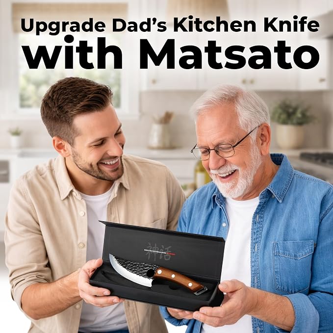 Matsato Chef Knife - Perfect Kitchen Knife for Cooking, Chopping | Japanese Steel Knife for Home, BBQ. For Balance & Control, 6.3 Inch