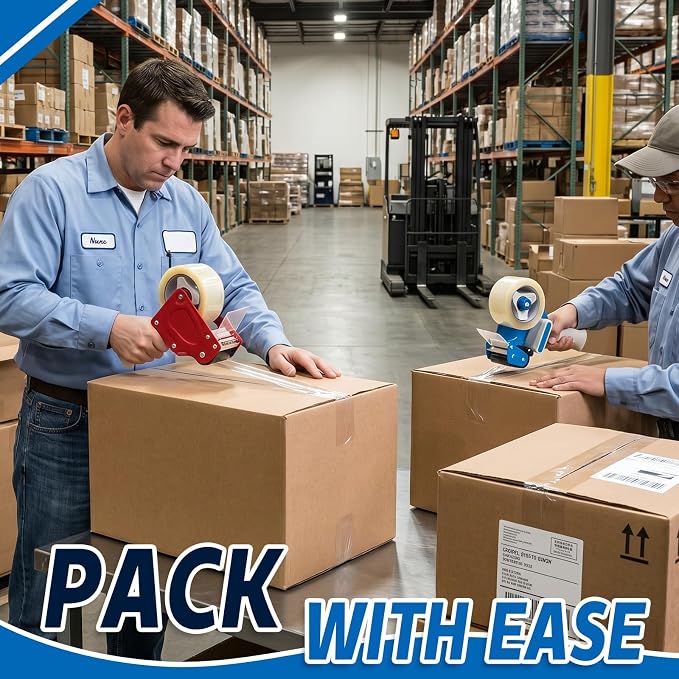2 Pack 3 Inch Packing Tape Dispenser Gun with 12 Pcs 3 Inch x 65 Yard Roll Packing Tape for Packaging Shipping, Moving, Carton and Box Sealing